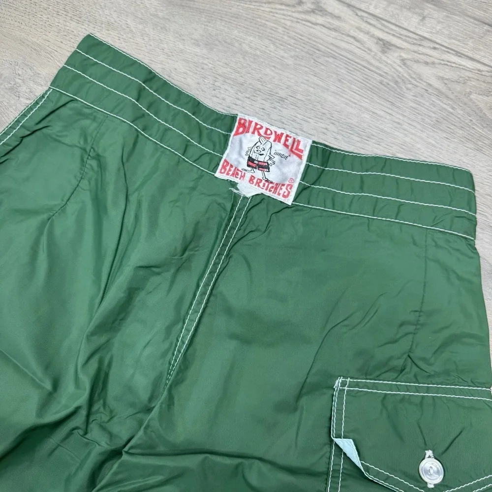 VTG Birdwell Beach Britches Green Swim Trunks Men's Short FLAW‎ Pocket